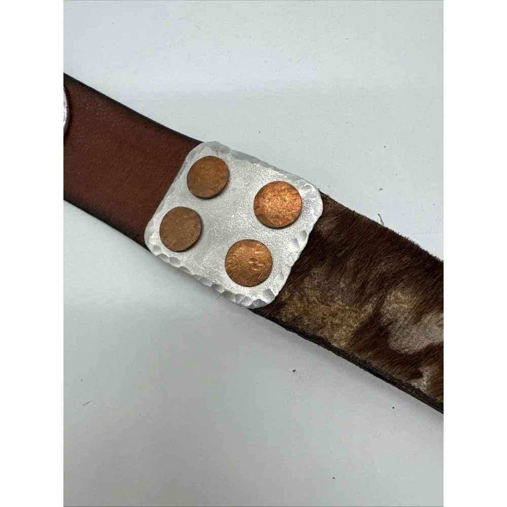 MEN'S WESTERN CONCHO LEATHER BELT. COWBOY RODEO SUEDE CONCHO LEATHER BELT 34